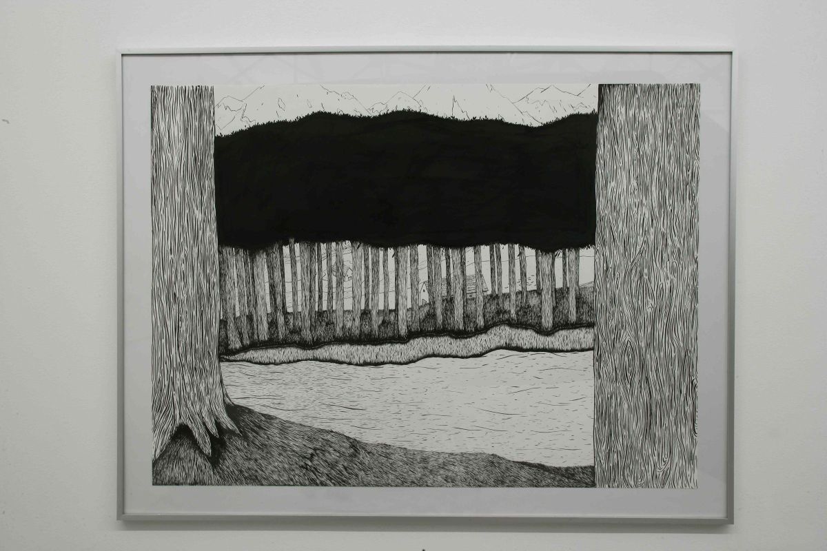 sans-titre-arbres-foret-cabane-2004.encre-de-chine-sur-papier.-55x70cm