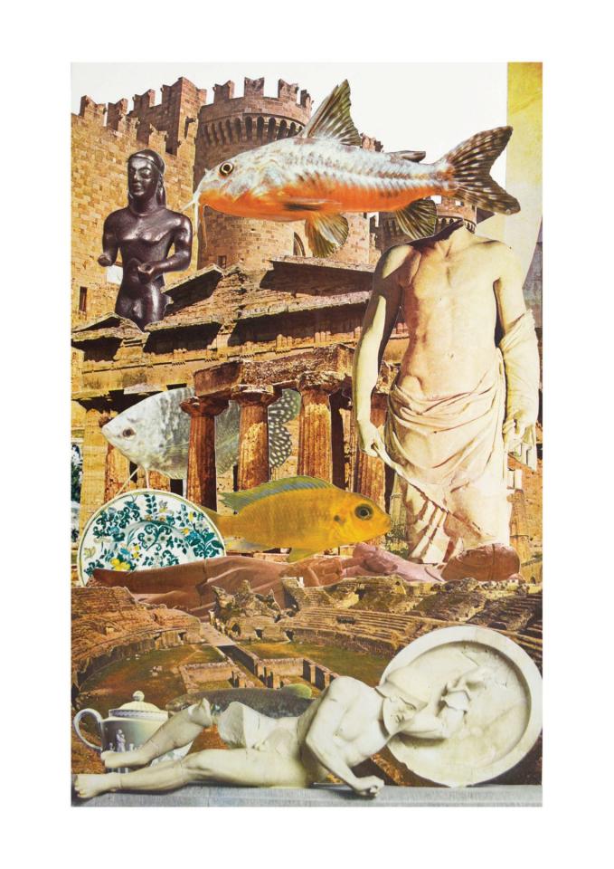Gladiateur mourant #1, 2017. Collage, 36 x 22,8 cm. Collection particulière