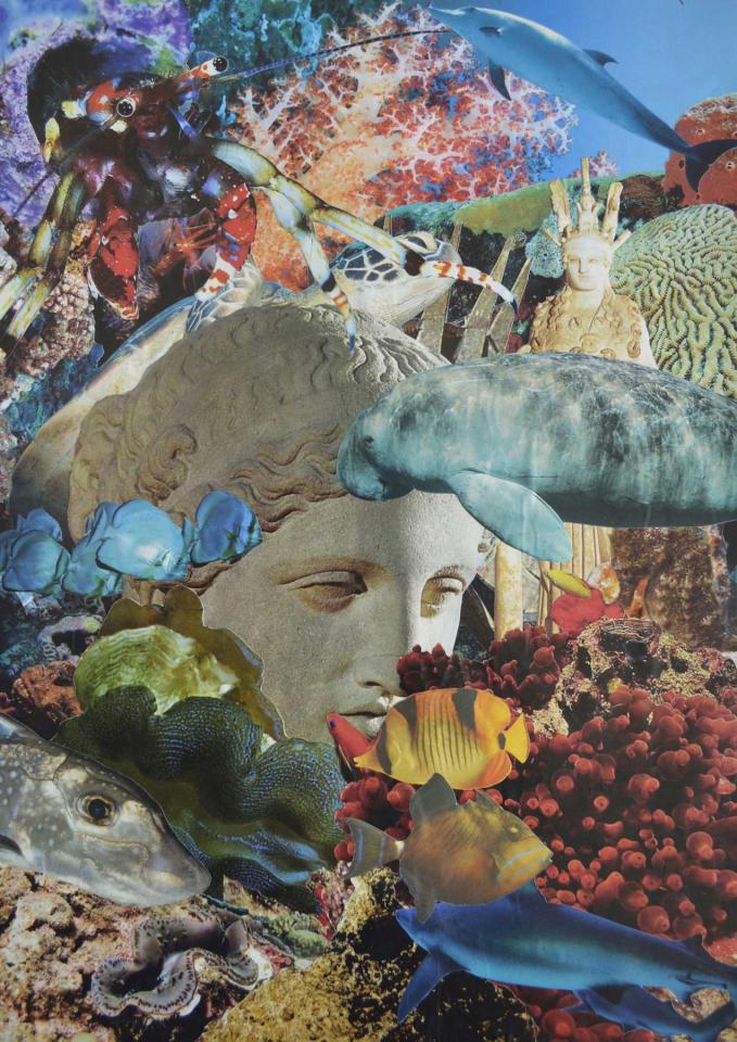 La Grotte au dugong, 2017. Collage, 42 x 29,7 cm